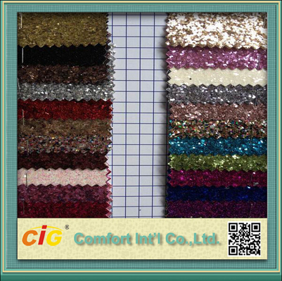 Tissu en cuir synthétique de PVC de scintillement de décoration/tissu en cuir brillant