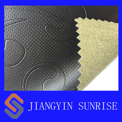 Tissu intérieur imperméable de cuir de Faux de PVC de noir pour la tapisserie d'ameublement de sofa
