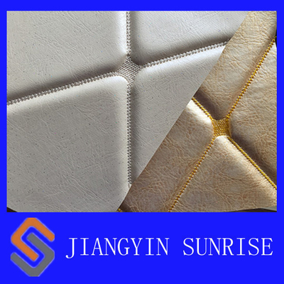 Faux tissu de tapisserie d'ameublement en cuir blanc, cuir tissé de synthétique d'unité centrale de tissu balayé par sergé