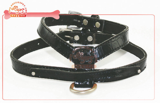 Harnais de chien noir de cuir de faux et avance durable/harnais réglable de chien