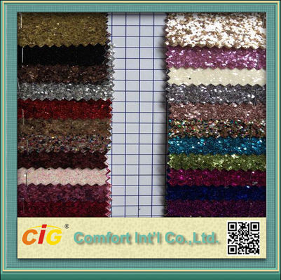 Tissu en cuir synthétique de PVC de scintillement de décoration/tissu en cuir brillant