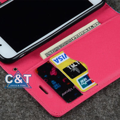 Cas protecteur plus d'Iphone 6 en cuir minces, porte-cartes de crédit en compte de support de portefeuille