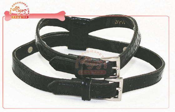 Harnais de chien noir de cuir de faux et avance durable/harnais réglable de chien