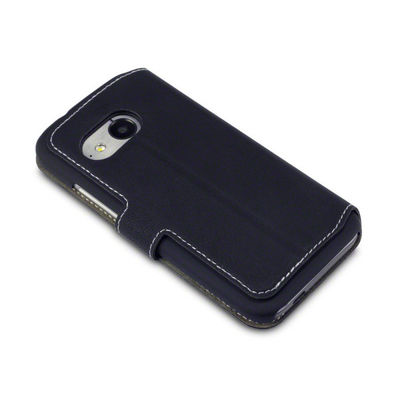Caisse mince noire de téléphone portable du portefeuille HTC de cuir d'unité centrale avec le porte-cartes pour HTC un mini 2