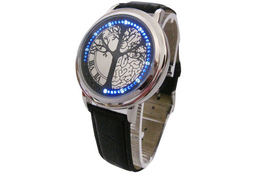 Montre-bracelet en cuir du bracelet LED Digital unisexe pour nager, résistant à l'eau