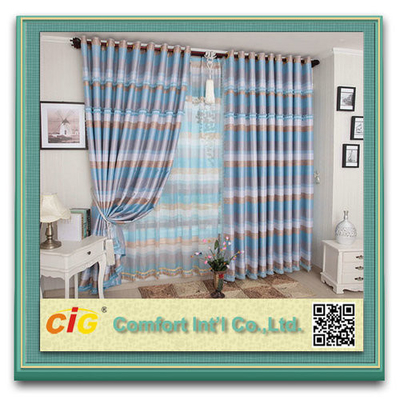 Tissu moderne de rideau en rouleau acrylique de panne d'électricité de coton pour le salon imperméable et larme résistante