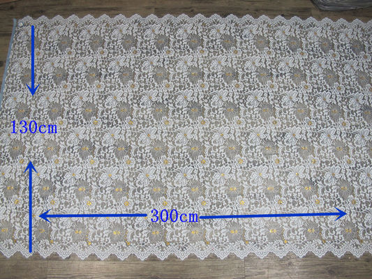 Dentelle de cil de rideau grandes et haute catégorie de règlage de tissu colorées par or moderne