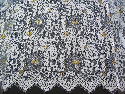 Dentelle de cil de rideau grandes et haute catégorie de règlage de tissu colorées par or moderne