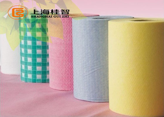 le nettoyage visqueux ondulé de cuisine de petit pain de chiffon de spunlace de petit pain de chiffon de spunlace de polyester essuie le chiffon de nettoyage de ménage