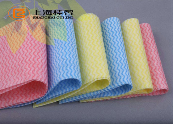 le nettoyage visqueux ondulé de cuisine de petit pain de chiffon de spunlace de petit pain de chiffon de spunlace de polyester essuie le chiffon de nettoyage de ménage