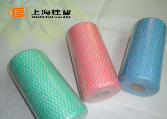 le nettoyage visqueux ondulé de cuisine de petit pain de chiffon de spunlace de petit pain de chiffon de spunlace de polyester essuie le chiffon de nettoyage de ménage