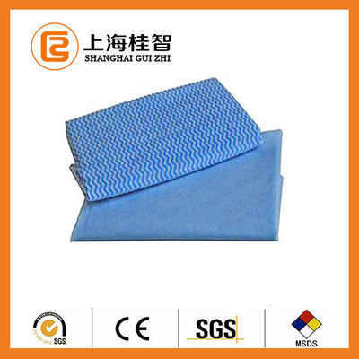 Ligne bleue non tissée chimique absorbante modèle de vague de chiffon de nettoyage de liaison de place
