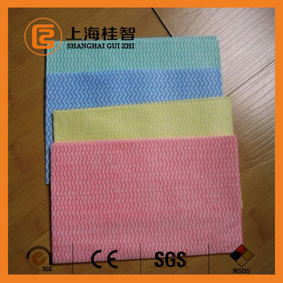 Ligne bleue non tissée chimique absorbante modèle de vague de chiffon de nettoyage de liaison de place