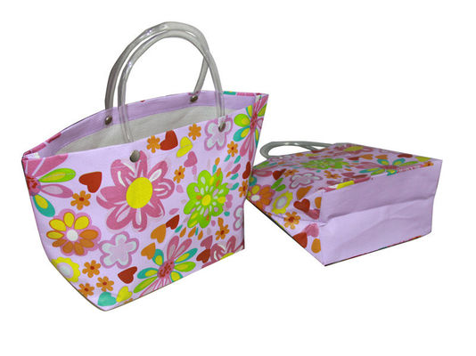 Sac à provisions tissé par pp pourpre de fleurs recyclables qui respecte l'environnement avec la poignée de PVC