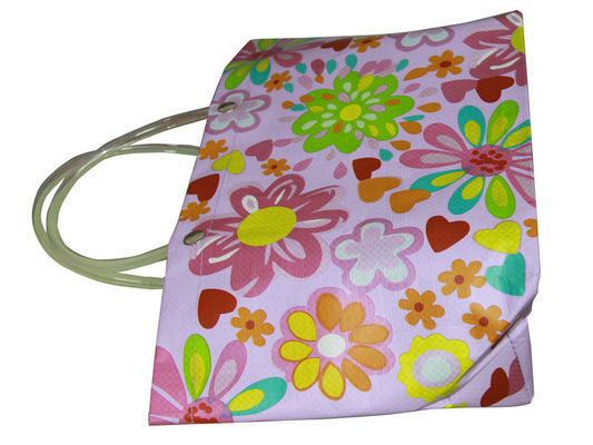 Sac à provisions tissé par pp pourpre de fleurs recyclables qui respecte l'environnement avec la poignée de PVC