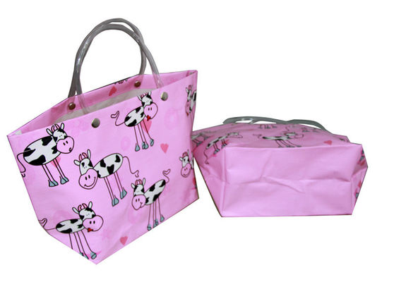 Sac à provisions tissé par pp pourpre de fleurs recyclables qui respecte l'environnement avec la poignée de PVC