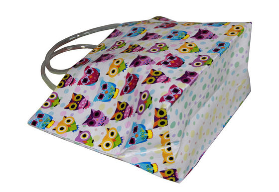 Sac à provisions tissé par pp pourpre de fleurs recyclables qui respecte l'environnement avec la poignée de PVC